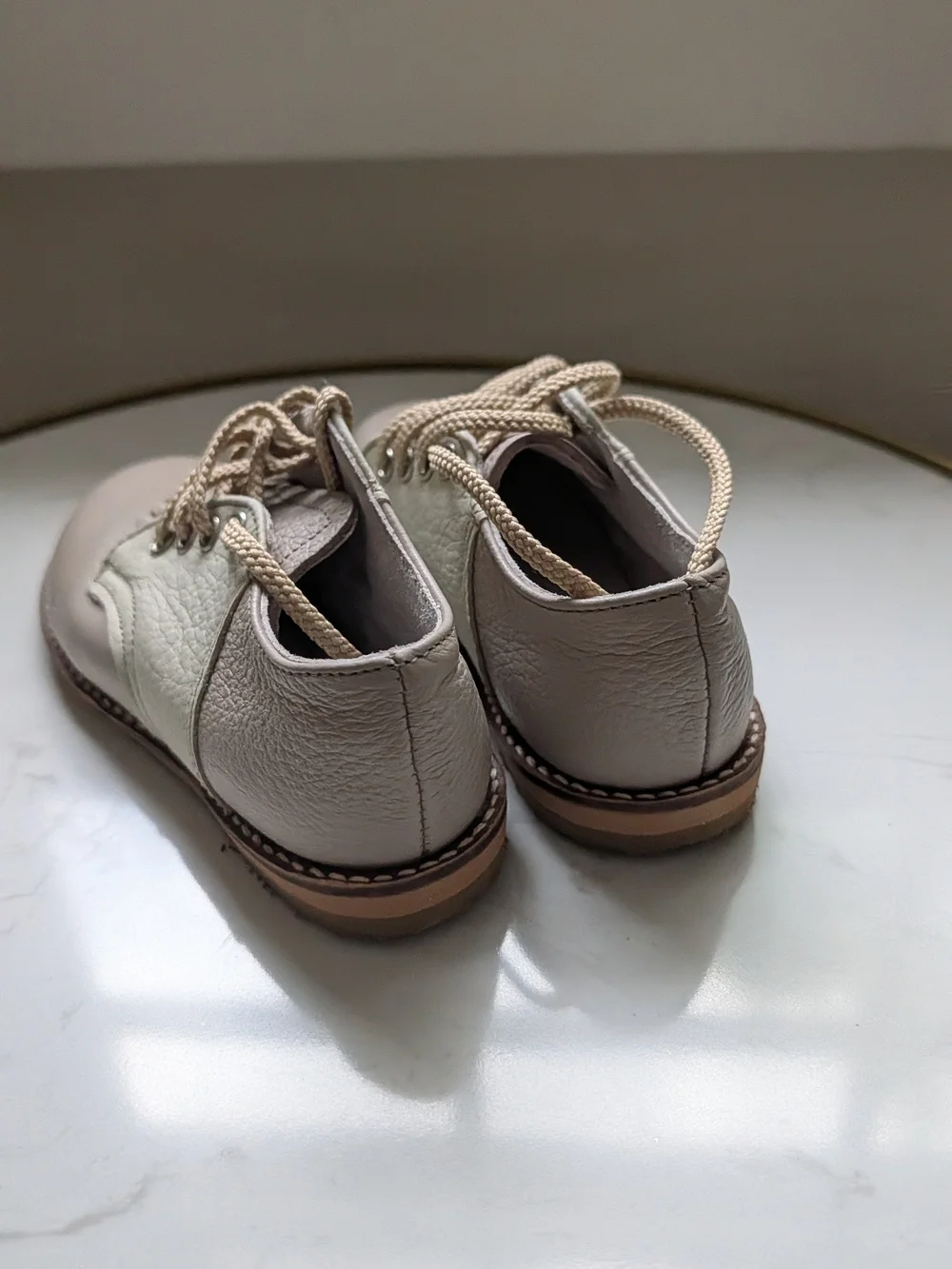 Classic Kids Leather Dress Shoes in Beige and Cream Zimmerman Size 7